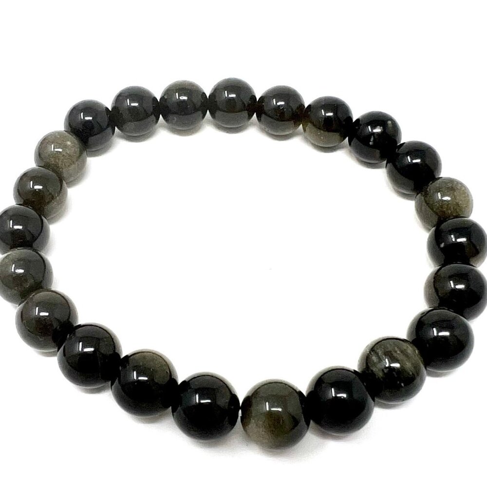 RARE High Quality Golden silver obsidian bead bracelet 8mm bead bracelet crystal